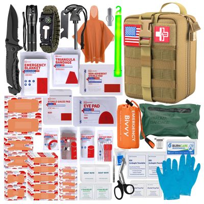 [Upgrade] Survival First Aid Kit Outdoor Molle System with Tactical Gear Set Trauma Kit for Camper Travel Hunting Hiking and Adventures