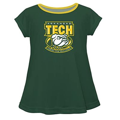 Arkansas Tech Jerry The Bulldog Green Short Sleeve Laurie Top ATU - Soft & Comfy Loose Bottom Scoop Neck Swing Style T Shirt (Infant, Youth & Girls)