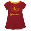 Louisiana Monroe Warhawks ULM Short Sleeve Maroon Top with School Logo and Name - Soft & Comfy Loose Bottom Scoop Neck Swing Style T Shirt (Infant, Youth & Girls) view 1