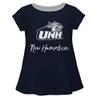 New Hampshire Wildcats UNH Short Sleeve Navy Top with School Logo and Name - Soft & Comfy Loose Bottom Scoop Neck Swing Style T Shirt (Infant, Youth & Girls) view 1