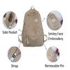Fuvtory Kawaii Cute Cat Fuzzy Backpack Rucksack Daypack School Teen Girls Children Women (Smile face black) view 2