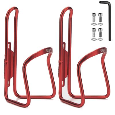USHAKE Water Bottle Cages for MTB Bikes - Lightweight Aluminum Alloy Holder Brackets - Easy to Install with Drilled Holes - 2 Pack Red