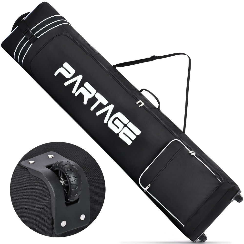 Partage Snowboard Bag with Wheels, Snowboard Bag for Air Travel, Adjustable Length Up to 170 cm, 600D Water Resistant Oxford -Black (67 IN)