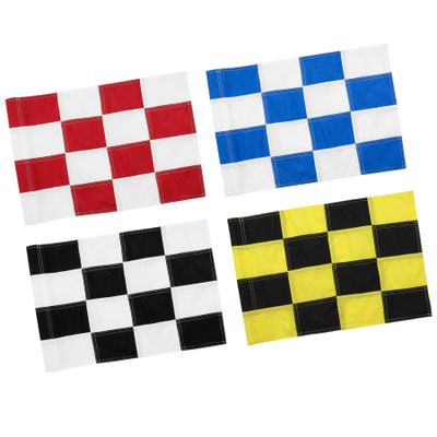 KINGTOP Checkered Golf Flag 20x14 Inch Tube Inserted, 420D Nylon Standard Putting Green Flags for Backyard Practice, Golf Courses, Country Club, Mixed Colors, 4-Pack