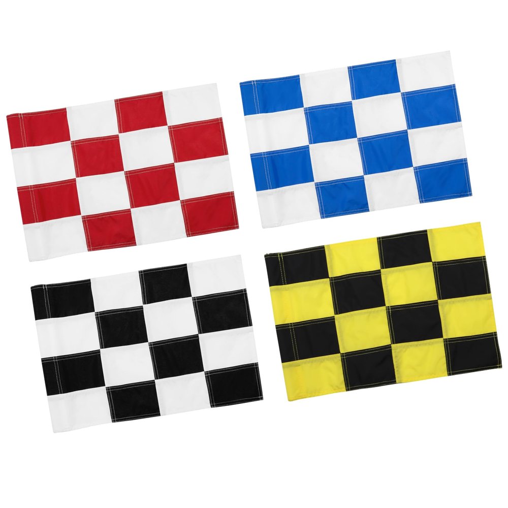 KINGTOP Checkered Golf Flag 20x14 Inch Tube Inserted, 420D Nylon Standard Putting Green Flags for Backyard Practice, Golf Courses, Country Club, Mixed Colors, 4-Pack