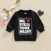 Kayotuas Toddler Valentines Day Shirt for Boys Girls Cute Letter Print Long Sleeve Top Crewneck Sweatshirt Fall Winter Clothes (MR. STEAL YOUR HEART Black,0-6 Months) view 4