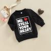 Kayotuas Toddler Valentines Day Shirt for Boys Girls Cute Letter Print Long Sleeve Top Crewneck Sweatshirt Fall Winter Clothes (MR. STEAL YOUR HEART Black,6-12 Months) view 3