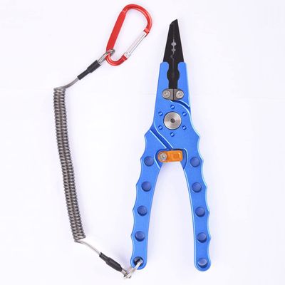 LUYILA Fishing Pliers Aluminum Braid Cutters Split Ring Pliers Hook Remover Fish Holder with Sheath and Lanyard (Color : Blue)