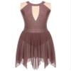 TiaoBug Womens Sleeveless Shiny Rhinestone Figure Ice Skating Dress Ballerina Dancewear Costume Brown Large view 3