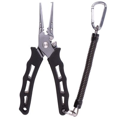 LUYILA Fishing Pliers, Fishing Hook Remover with Rubber Handle, Muti-Function Fishing Line Cutters with Sheath and Lanyard, Fishing Gear for Fishermen, Anglers