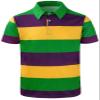 LINOCOUTON Men's Striped Shirt Purple Gold Green Rugby Short Sleeve Golf Polo, Multicoloured, XX-Large view 1