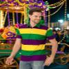LINOCOUTON Men's Striped Shirt Purple Gold Green Rugby Short Sleeve Golf Polo, Multicoloured, XX-Large view 2