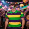 LINOCOUTON Men's Striped Shirt Purple Gold Green Rugby Short Sleeve Golf Polo, Multicoloured, XX-Large view 4