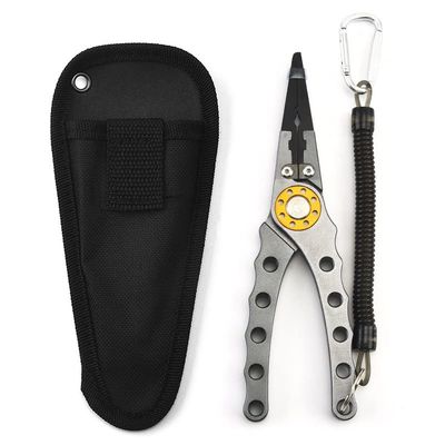 LUYILA Fishing Pliers, Fishing Hook Remover, Muti-Function Fishing Pliers Hook Remover Split Ring with Sheath and Lanyard (Color : Silver)