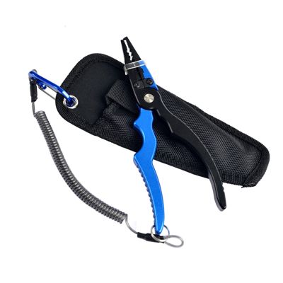 LUYILA Fishing Pliers,Saltwater Resistant Fishing Tools, Aluminum Fishing Pliers with Sheath & Lanyard, Fish Hook Remover for Fishermen Outdoor Fishing (Color : Blue)