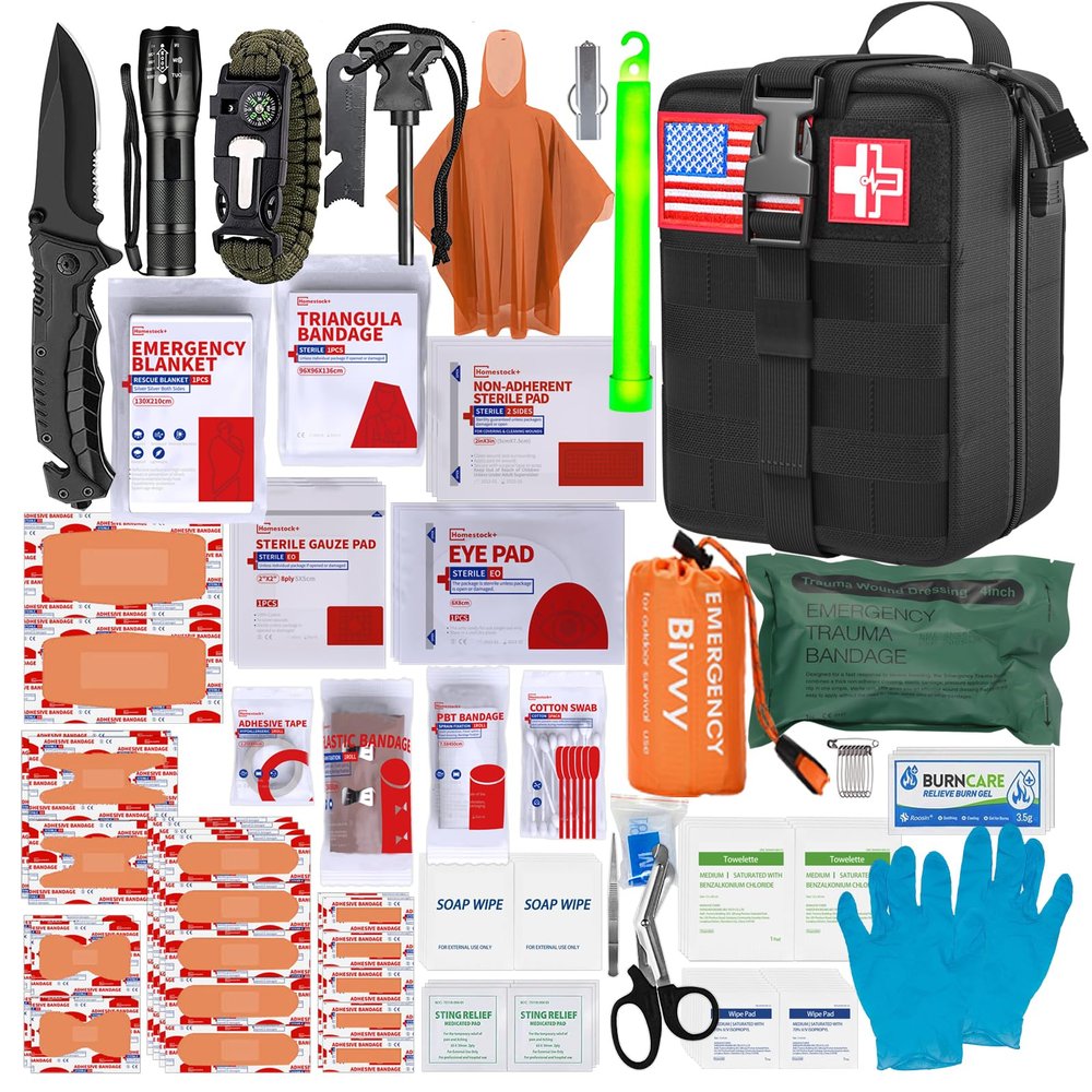 [New Upgrade] First Aid Kit, Survival Gear Outdoor Tactical Gear Set First Aid Kits Military Grade Molle System for Camper Travel Hunting Hiking and Adventures