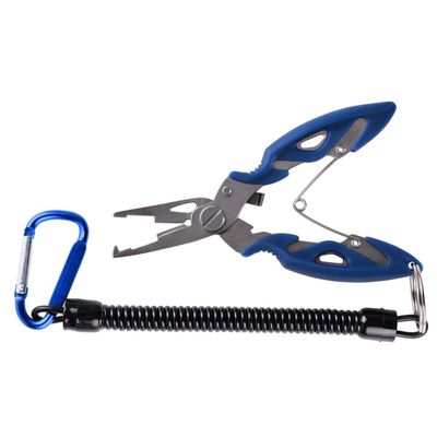 LUYILA Fishing Pliers, Fishing Hook Remover, Braided Fishing Line Cutting and Split Ring with Coiled Lanyard, for Fishermen (Color : Blue)