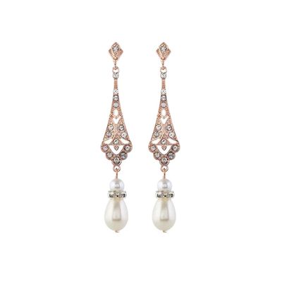 1920s Vintage Flapper Pearl Earrings Art Deco Earrings Roaring 20s Flapper Jewelry Wedding Dangle Earrings Women Gift