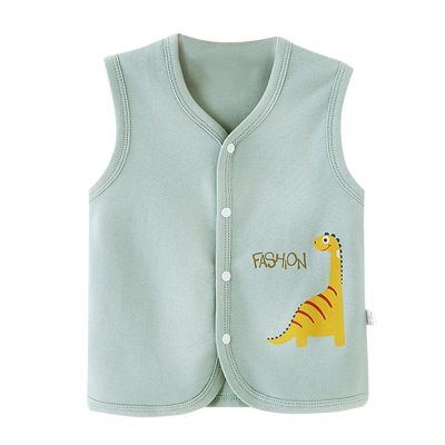 Baby Toddler Girls Boys Vest Soft Cotton Vest Sleeveless Cartoon Jacket Winter Lightweight Vests (Green, 6-12 Months)