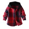 Girls Plaid Shirt Kids Boys Girls Flannel Hooded Jacket Long Sleeve Button Down Shirt 0-18 Months (Red, 3-6 Months) view 1