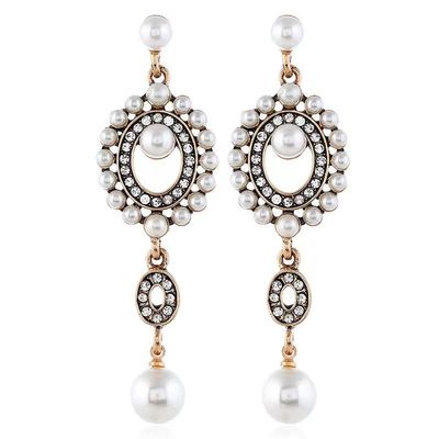 1920s Vintage Flapper Pearl Earrings Art Deco Earrings Roaring 20s Flapper Jewelry Wedding Dangle Earrings Women Gift