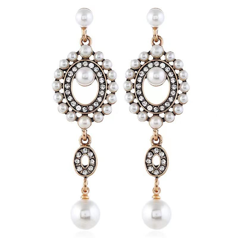 1920s Vintage Flapper Pearl Earrings Art Deco Earrings Roaring 20s Flapper Jewelry Wedding Dangle Earrings Women Gift