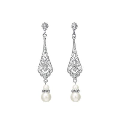 1920s Vintage Flapper Pearl Earrings Art Deco Earrings Roaring 20s Flapper Jewelry Wedding Dangle Earrings Women Gift