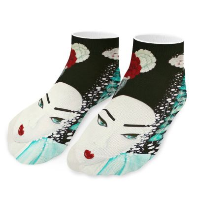 Japanese Geisha Ankle Socks Low Cut Non-Slip Socks No Show Sport Tab Socks for Men Women