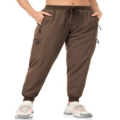 GymBrave Women's Athletic Jogger Pants Running Track Workout Lightweight Quick Dry Jogging Hiking Active Walk Sports Pant Brown XXL
