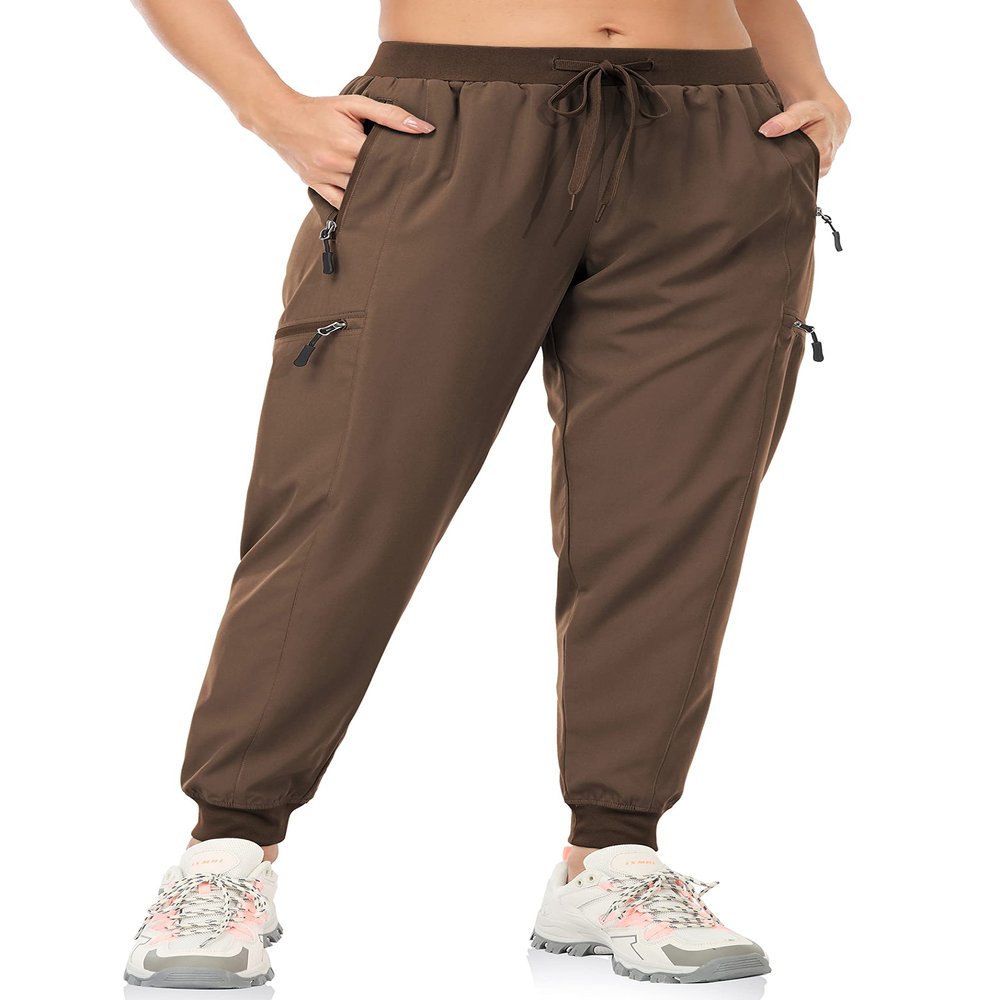 GymBrave Women's Athletic Jogger Pants Running Track Workout Lightweight Quick Dry Jogging Hiking Active Walk Sports Pant Brown XXL