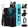 32/40/64OZ Insulated Water Bottle - Keep Cold 48H Hot 24H, Combo Straw/Spout Lids, Paracord Handle for Gym/Hiking, Carrier Bag +Strap, Cup Mat, BPA-Free Stainless Steel Flask Jug view 1