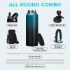 32/40/64OZ Insulated Water Bottle - Keep Cold 48H Hot 24H, Combo Straw/Spout Lids, Paracord Handle for Gym/Hiking, Carrier Bag +Strap, Cup Mat, BPA-Free Stainless Steel Flask Jug view 2
