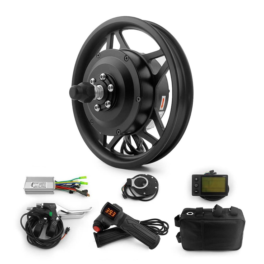 L-faster 12 Inch 24V 250W Brushless Hub Motor Kit with LCD Screen and Throttle Handle for Small Bicycle Front Wheel (36V 250W)