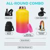 64 oz Insulated Water Bottle - with Straw, Spout Lids, Bottle Sleeve & Paracord Handle, Sports Gym Workout Metal Waterbottle Cold 48H, Hot 24H, Half Gallon Stainless Steel Water Jug Thermo Flask view 2