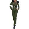 ZHUER Womens Winter Onesies Ski Suit Jumpsuit Fashion Hooded Outdoor Sports Waterproof Snowsuit with Removable Fur Collar C- Army Green view 1