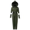ZHUER Womens Winter Onesies Ski Suit Jumpsuit Fashion Hooded Outdoor Sports Waterproof Snowsuit with Removable Fur Collar C- Army Green view 4