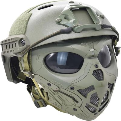 Aifordge Tactical Helmet Mask Protective Full Face Clear Goggle Skull Masks Dual Mode Wearing Design Adjustable Strap Costume Parties and Movie Props