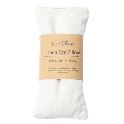 Sacksy Thyme Organic Linen Eye Pillow - Specially Designed for Relaxation, Yoga, Stress Relief - Microwavable Heating Pad & Cool Compress - Made in USA - Gifts for Meditation - (Unscented)