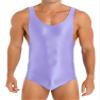 Jugaoge Mens Oily Glossy One Piece Bodysuit Swimming Suits Sleeveless Sports Swimwear Yoga Jumpsuit Purple X-Large view 1