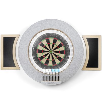 Dart Board Cabinet Set with LED Light; Bristle Dartboard, Built in LED Light, Darts and Chalkboards