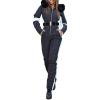 ZHUER Womens Winter Onesies Ski Suit Jumpsuit Fashion Hooded Outdoor Sports Waterproof Snowsuit with Removable Fur Collar B- Black view 1