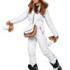 ZHUER Womens Winter Onesies Ski Suit Jumpsuit Fashion Hooded Outdoor Sports Waterproof Snowsuit with Removable Fur Collar D- White view 1