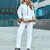 ZHUER Womens Winter Onesies Ski Suit Jumpsuit Fashion Hooded Outdoor Sports Waterproof Snowsuit with Removable Fur Collar D- White view 3