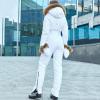ZHUER Womens Winter Onesies Ski Suit Jumpsuit Fashion Hooded Outdoor Sports Waterproof Snowsuit with Removable Fur Collar D- White view 4
