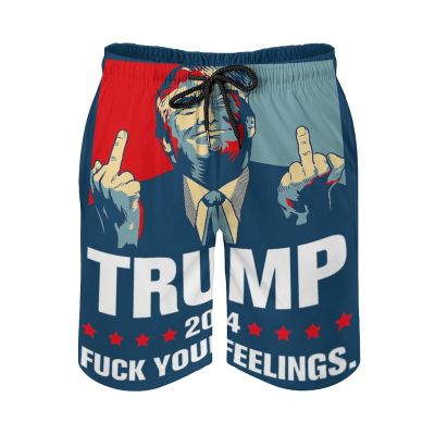 Trump Board Shorts Trump 2024 Fuck Your Feelings Swim Trunks Not Easy to Pilling Beach Shorts XL