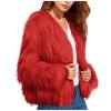 COTECRAM Jackets for Women Luxury Winter Warm Fluffy Faux Fur Plus Size Coat Parka Jacket Open Front Long Sleeve Cardigan Coats Casual Elegant Evening Wedding Guest Coats(J Red,Medium) view 1