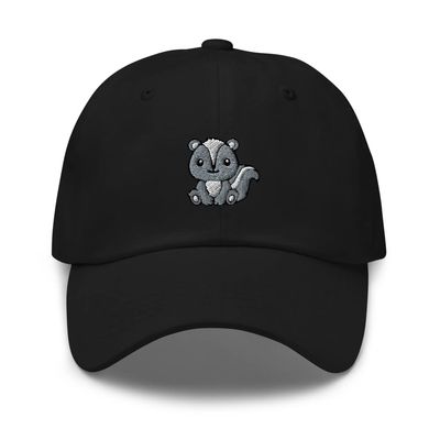 Kawaii Skunk hat, Cute Skunk hat, Embroidered Unisex Baseball hat for Adults. Kawaii Skunk Gifts. Black