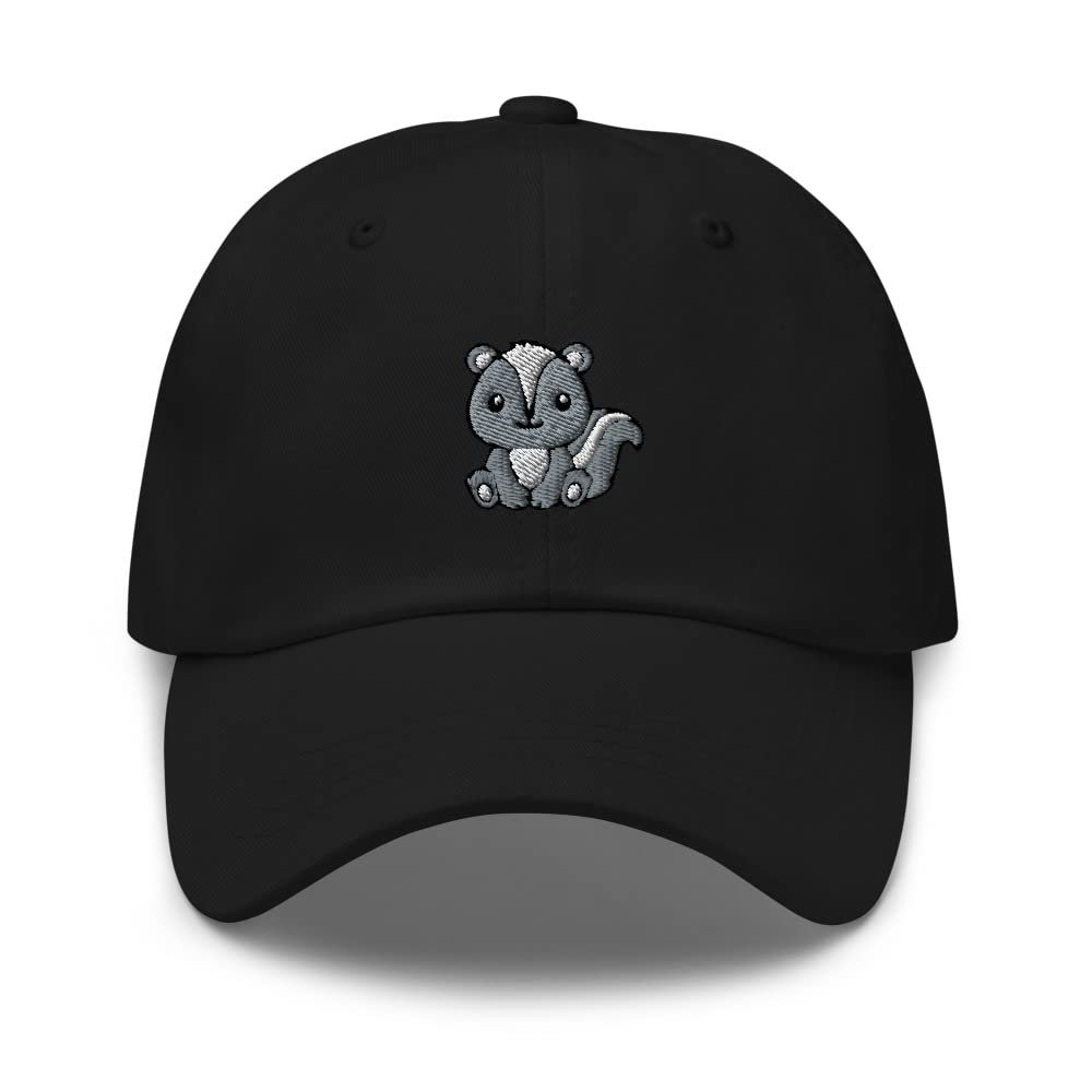 Kawaii Skunk hat, Cute Skunk hat, Embroidered Unisex Baseball hat for Adults. Kawaii Skunk Gifts. Black