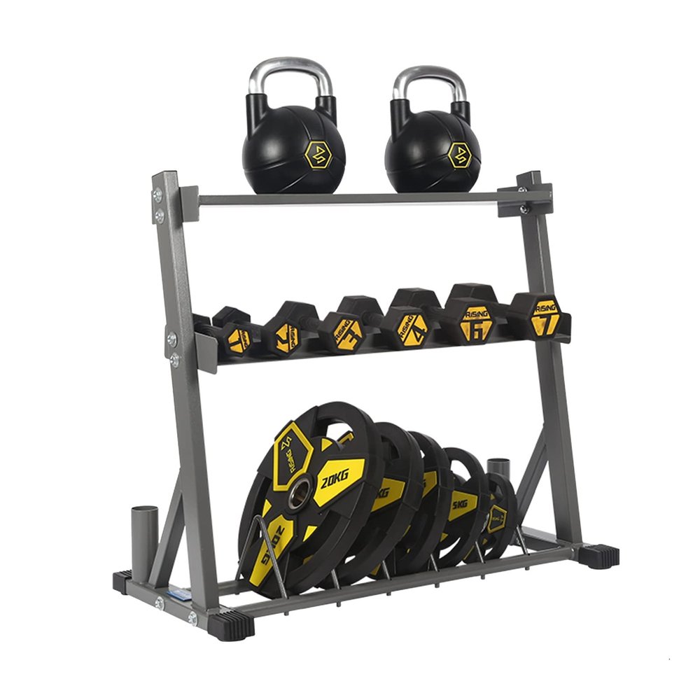 Dumbbell Rack Stand, Weight Plate, Bumper Plate, and Bar Storage, Patented Design, Free Weight Rack, All-in-One Dumbbell Bench,Bracket Only