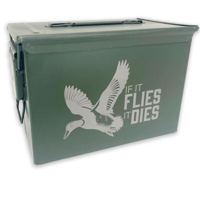 Olive Drab Green M19A1 30 Cal Ammo Can If It Flies It Dies Laser Engraved Metal Ammo Storage Box Durable, Waterproof Storage Box for Tools - Versatile Ammunition Box for Outdoor Enthusiasts